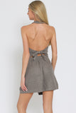 Grey Halter Tie Back Vest & High Waisted Short Set