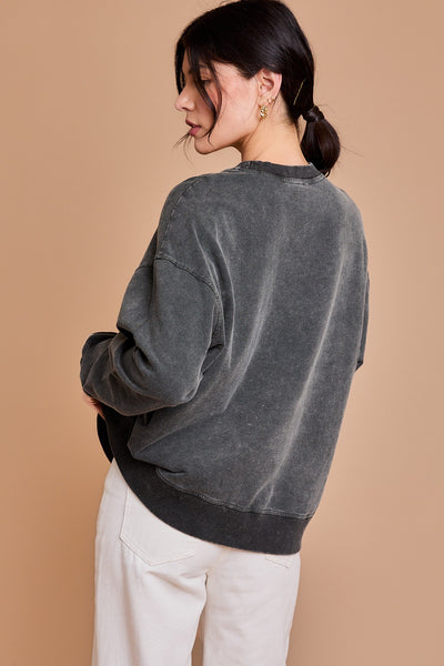 Charcoal Colored "Homebody Social Club" Washed Sweatshirt