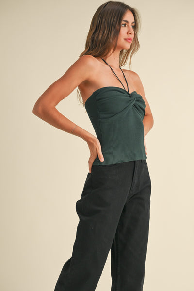 Hunter Green Knit Halter Tank Top