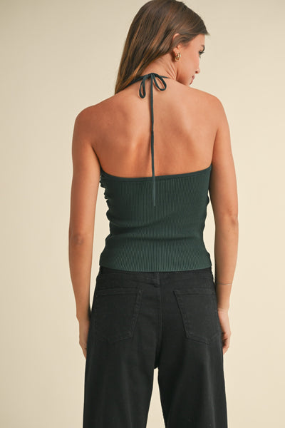 Hunter Green Knit Halter Tank Top