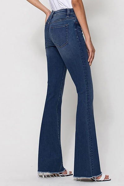 Jaci Mid Rise Flare Jeans with Raw Hem