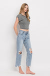 Blue Melody Super High Rise Crop Straight Jeans