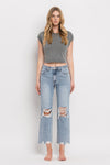 Blue Melody Super High Rise Crop Straight Jeans