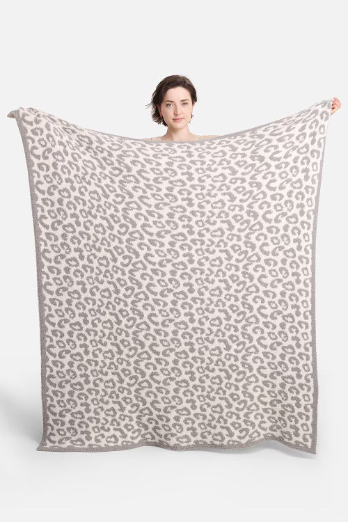 Grey Leopard Throw Blanket