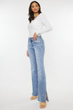 Mariah Medium Wash Mid Rise Flare Jeans with Side Slit