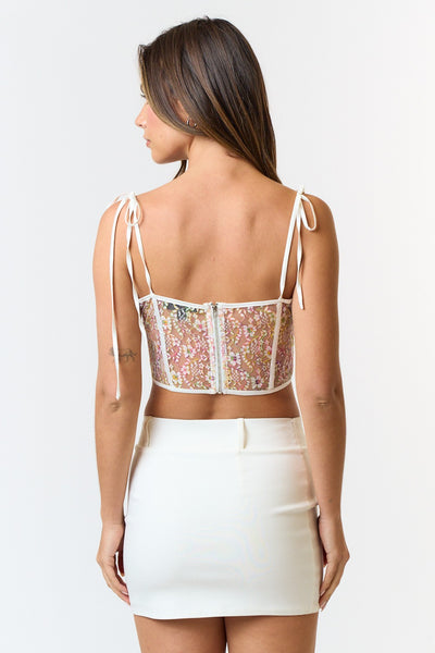 Off White Lace Corset Crop Top