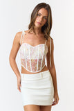 Off White Lace Corset Crop Top