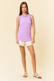 Lavender Colored Knit Tank with Ruffle Trim