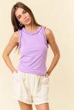 Lavender Colored Knit Tank with Ruffle Trim