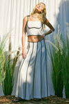 Linen Maxi Skirt with Black Contrast Detail