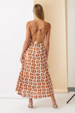 Burnt Orange Printed Open Maxi Dress