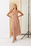 Burnt Orange Printed Open Maxi Dress