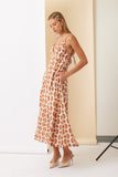 Burnt Orange Printed Open Maxi Dress