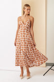 Burnt Orange Printed Open Maxi Dress