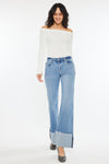 Naomi Mid Rise Wide Leg Flare with Cuff Detail