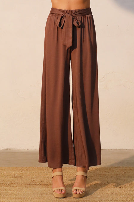 Storm Blue Ribbed Knit Wide Leg Pants