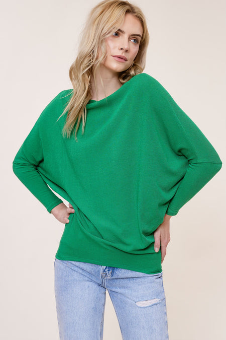 Chartreuse Colored Washed Poly Silk Petal Sleeve Top