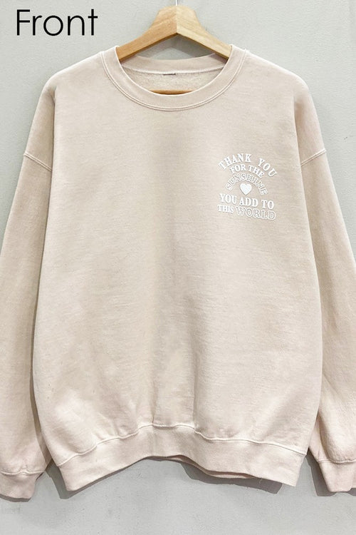 Oatmeal Colored "Thank You For The Sunshine" Sweatshirt