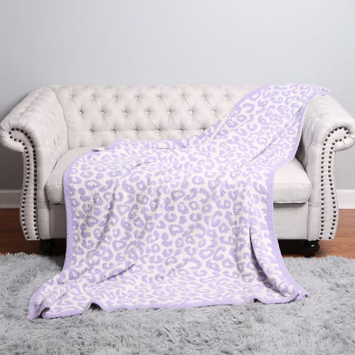 Lavender Leopard Throw Blanket