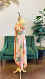 Orange Multi Abstract Floral Maxi Dress