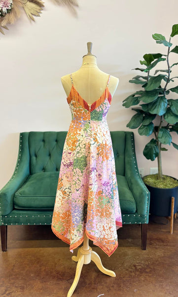 Orange Multi Abstract Floral Maxi Dress