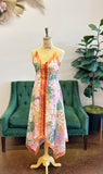 Orange Multi Abstract Floral Maxi Dress