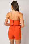 Orange Sleeveless Layered Romper