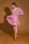 Ivory & Orchid Printed Long Sleeve Woven Mini Dress