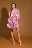 Ivory & Orchid Printed Long Sleeve Woven Mini Dress