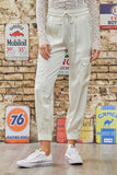 Ecru Colored Satin Cargo Pants