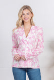 Pink Printed Double Breasted Mesh Blazer