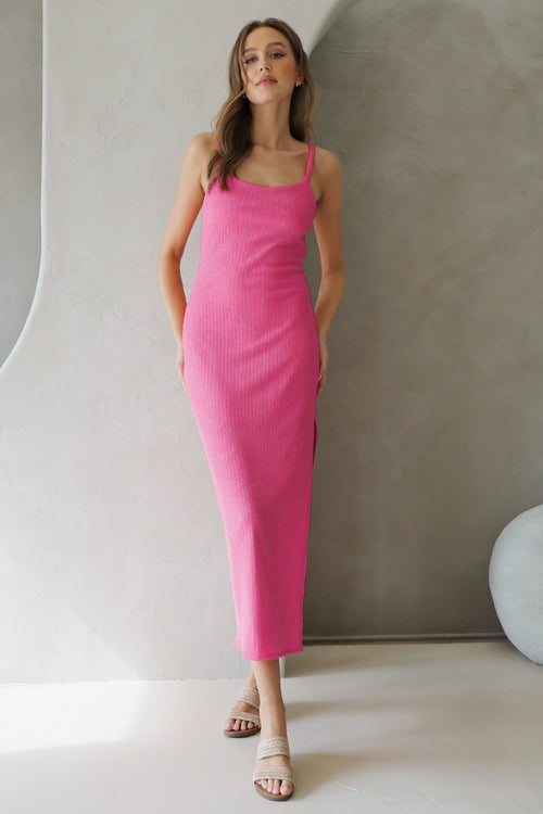 Pink Colored Ribbed Cami Dress