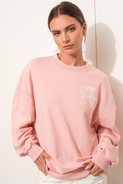 Baby Pink "Cocktail Club" Oversized Sweatshirt