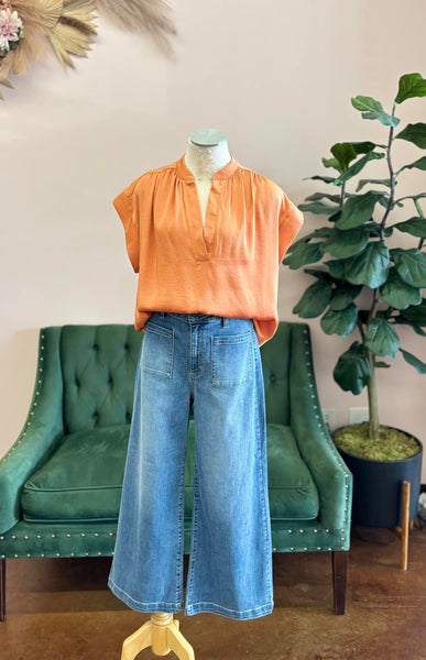 Pumpkin Washed Poly Silk Blouse