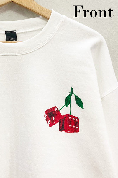 White Colored "Let's Roll" Red Dice Graphic Sweatshirt