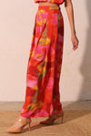 Red Malibu Sunset Pleated Wide Leg Pants