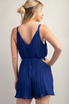 Royal Blue Surplice Pleated Romper