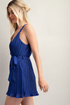 Royal Blue Surplice Pleated Romper