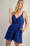 Royal Blue Surplice Pleated Romper