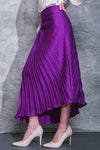 Orchid Colored Pleated Uneven Hemline Skirt