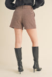 Taupe and Wine Colored Houndstooth Tweed Shorts