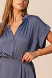 Storm Blue Washed Poly Silk Blouse