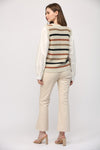 Taupe & Off White Attached Cotton Poplin Shirt & Striped Sweater Vest