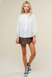 Ivory Striped Woven Button Down Top