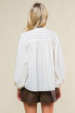 Ivory Striped Woven Button Down Top