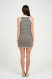 Black and Cream Striped Knitted Sleeveless Mini Dress