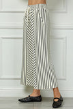 Mixed Stripe Drawstring Cropped Pants