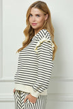 Striped Long Sleeve Sweatshirt with Ruffle Detail