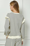 Striped Long Sleeve Sweatshirt with Ruffle Detail