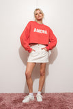 Vintage Red 'Amore' Cropped Sweatshirt